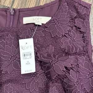 LOFT Deep Purple Floral Lace Dress